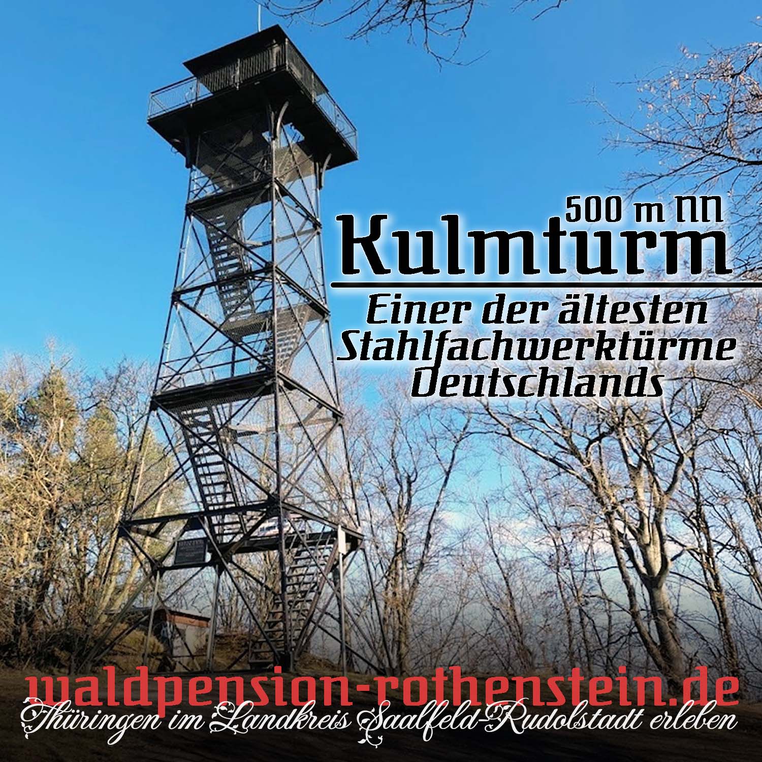 Stahlfachwerkturm, Kulmturm, Saalfeld-Rudolsttadt, Waldpension Rothenstein, Ausflugsziel